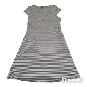 Toad & Co Striped V Neck Rosemarie's Blue White Dress Women's Large